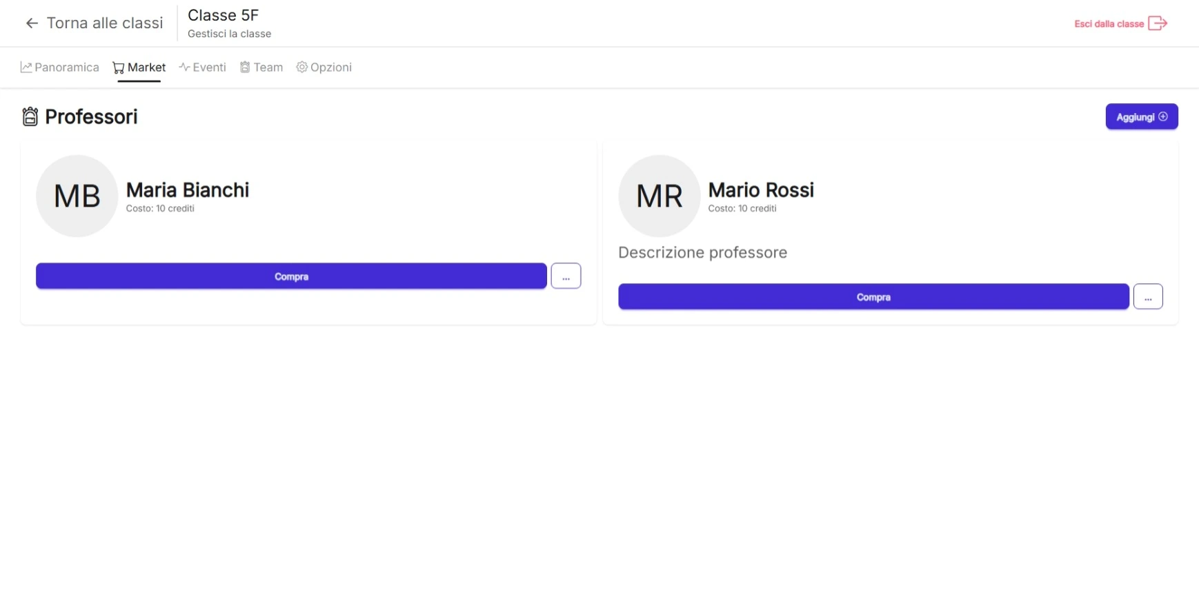 Shop professori personalizzabile